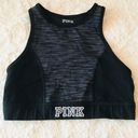 PINK - Victoria's Secret VS PINK High Neck Black/Grey Reversible Sports Bra Size Small Victoria’s Secret Photo 0