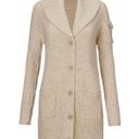 CAbi  Wheat (Beige) Button Front Long Steady Knit Cardigan Large Photo 6