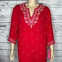 Cathy Daniels  Woman NWT 2X Dark Pink - White Embroidered Rayon Gauze Top Shirt Photo 0