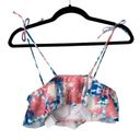 Raisin's NWT  Blue Pink Tie Dye Ruffle Flounce Bikini Swimsuit Top Juniors Small Photo 4