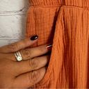 Sincerely Jules  gauze paper bag wide leg pants crop slits pumpkin orange Large Photo 3