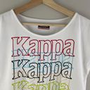 Kappa Women’s White Multicolor Stitch Work Graphic Short Sleeve Cropped Tee Photo 1