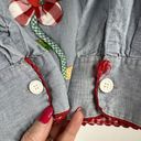 Daisy Vintage Size 10 70s  Appliqué Chambray Shirt Embroidered 3D Flowers Button Photo 7