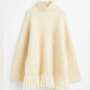 H&M NWT  Premium Selection Cream Fringe Hem Mohair Wool Blend Turtleneck Sweater Photo 0