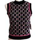 SO  Retro Sweater Vest Preppy Black Fuchsia Crop High Neck Vest Junior Medium NEW Photo 1