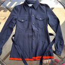 Victoria Beckham Victoria  Long Sleeve Button Down Belted Top Navy/Orange Size 2 Photo 1