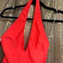 Tiger Mist  Neon Coral Amazon Plunging Ruched Halter Dress Small NWT Flawed Photo 3