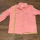 Quacker Factory Denim Button Down Jacket  Distressed Rhinestone Hearts Pink S Photo 12