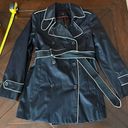 Anne Klein  Black w/ White Trim Double Breasted Belted Trench Coat - size 4 Photo 0