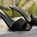 Meshki Black Diamanté Mule Slip On Heels Photo 0