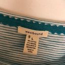 Westbound NEW NWT  Short Flutter Sleeve Tee Blue White Stripe Cotton Viscose Boho Photo 3