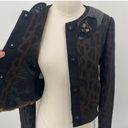 BCBGMAXAZRIA  Blazer Convertible Jeweled Pins Wool Knit Trim Leopard Womens XS Photo 6