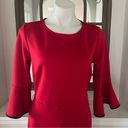 Krass&co NY &  Stretch Red Bell-Sleeve Dress w/Black Trim, Size M Photo 5