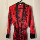 In Bloom  by Jonquil I Floral Full Length Satin-Like Belted Robe w Velvet Sleeves Photo 2