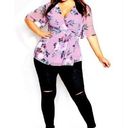 City Chic  Women's Plus Floral Print Butterfly Sleeve Top Orchid Size XL/22 Photo 0