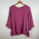 Umgee  Crochet Knit Pink Sweater‎ Size Large Oversized Flowy Boho Photo 3