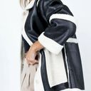 Princess Polly Lexie Black & White Faux Leather Shearling Oversized Jacket L/XL Photo 3