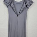 Gap  Maternity Womens Dress Size S Gray Puff Sleeve Exposed Back Zip Stretch Midi Photo 3