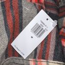 Old Navy  The Boyfriend Flannel Shirt Womens Size M Orange Gray Plaid Long Sleeve Photo 4