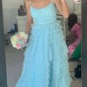 B Darlin  B. Darlin Blue Tulle Scoopless Neck Dress Photo 3