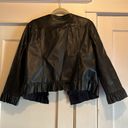 Catherine Malandrino  | Black Pleather Ruffled Leather Jacket Size 12 Photo 3