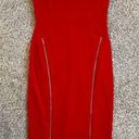 Sans Souci  Red Strapless Bodycon Dress Formal Party Medium Gold Zipper Detail Photo 0