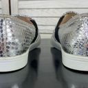 Nine West  Bonkers Embossed Metallic Slip On Sneaker Silver Black 7 Photo 4