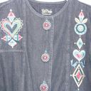 Bob Mackie  Wearable Art Vintage 1990’s Embroidered Black Denim Jacket Small Photo 4