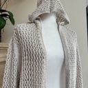 Nicole Miller  Beige Open Knit Long Sleeve Hooded Cardigan Womens Size L Beach Photo 3