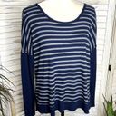 Michael Stars  Women's Striped Thermal Long Sleeve Top Navy Blue Gray One Size Photo 2