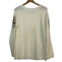 Vintage Ivory Knit Sweater with Embroidered Floral Sleeves Size Medium Cottage Photo 1