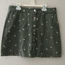 Miami Green denim silver button up daisy printed mini skirt Photo 0