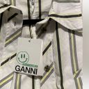 Ganni  NWT White Stripe Button Down Blouse Photo 2