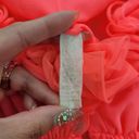 Vintage Womens M Coral Pink Neon Full Length Robe w/ Ruffled Neckline Orange Size M Photo 7