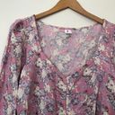 Abound NEW NWT  Cinched Floral Blouse Pink Cream Blue Long Sleeve Crop Top Medium Photo 4