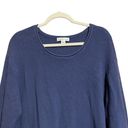 Coldwater Creek  Plus Size 2X Blue Fringe Hem Cotton Waffle Knit Pullover Sweater Photo 1