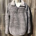 Thread and Supply  Large Sherpa Pullover Sweater Top Gray Zip Fleece Lazy Sunday Photo 4