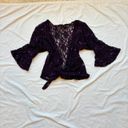 Unique Vintage Beautiful purple plum silver sequin floral lace wrap top / cardigan Photo 3