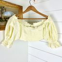 Majorelle Thalia Top in Lemon Cream Size Large Puff Sleeve Eyelet Smocked Photo 5