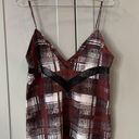 Lovers + Friends  Tank Top Cami Red White Mesh Insert Plaid Tartan Shift Lace XS Photo 0