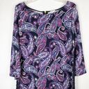 Crown & Ivy Crown Ivy Medium Dress Purple Paisley Shift Tunic Crochet Sides Mini Blue 204 Photo 6