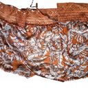 Timing  Blouse Womens XL Orange Plant Print Wide Arm Waist Tie Lace Top Boho Photo 6