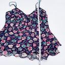 Fashion Bug Vintage Y2K  Purple Floral Print Layered Chiffon Babydoll Tank Cami Photo 8