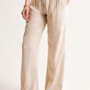 Abercrombie & Fitch Abercrombie Linen-Blend Tailored Wide Leg Pant in Light Beige Photo 1