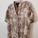 August Silk NWOT Silk Short Sleeve Hawaiian Buttondown Blouse Taupe Cream Size Small Photo 0