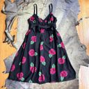 Betsey Johnson  Black And Pink Floral Rose Print Slip Dress Photo 0