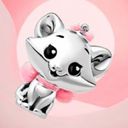 Disney  Marie Sterling Silver Charm Black & Pink Photo 3