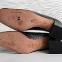 Via Spiga  90s Vintage Black Croc-Embossed Square Toe Leather Heeled Loafers Photo 13