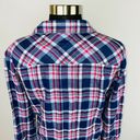 Allison Joy  Womens Small S Red Blue Plaid Flannel Button Down Shirt Photo 3