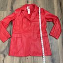 Anthropologie NEW DOLAN  Large Red Vegan Faux Leather Boyfriend Blazer Jacket Photo 9